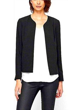 Eileen Fisher Blazer 2 Black Solid Open Front NEW